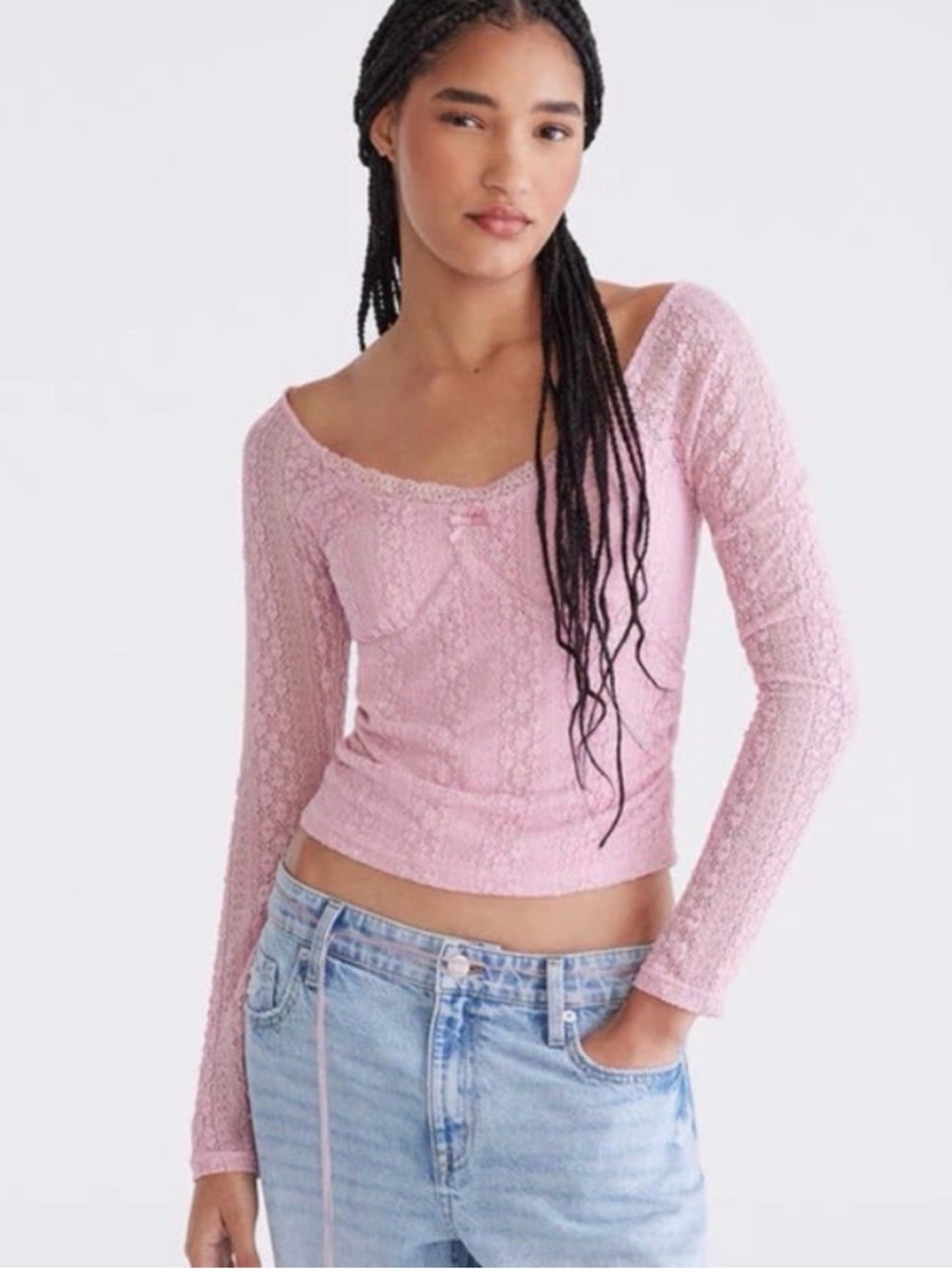 Aeropostale Y2K Blush Lace Whimsical Blouse